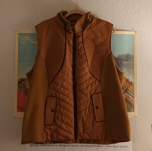 G.H. Bass & Co Bass Women's Tan Puffer Quilted Zipped Vest Size 3X